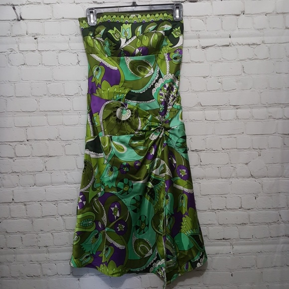 Laundry by Shelli Segal 100% silk, green, size 2 - Picture 4 of 8